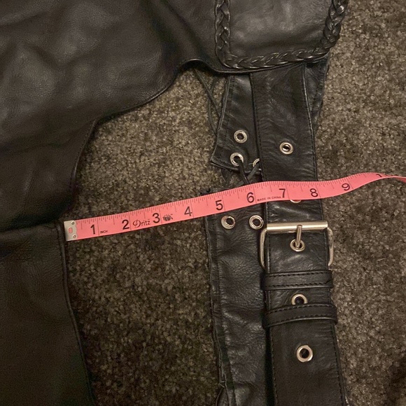 Vintage UNIK Genuine Leather Braided Roses Fringe Riding Chaps - Picture 10 of 10